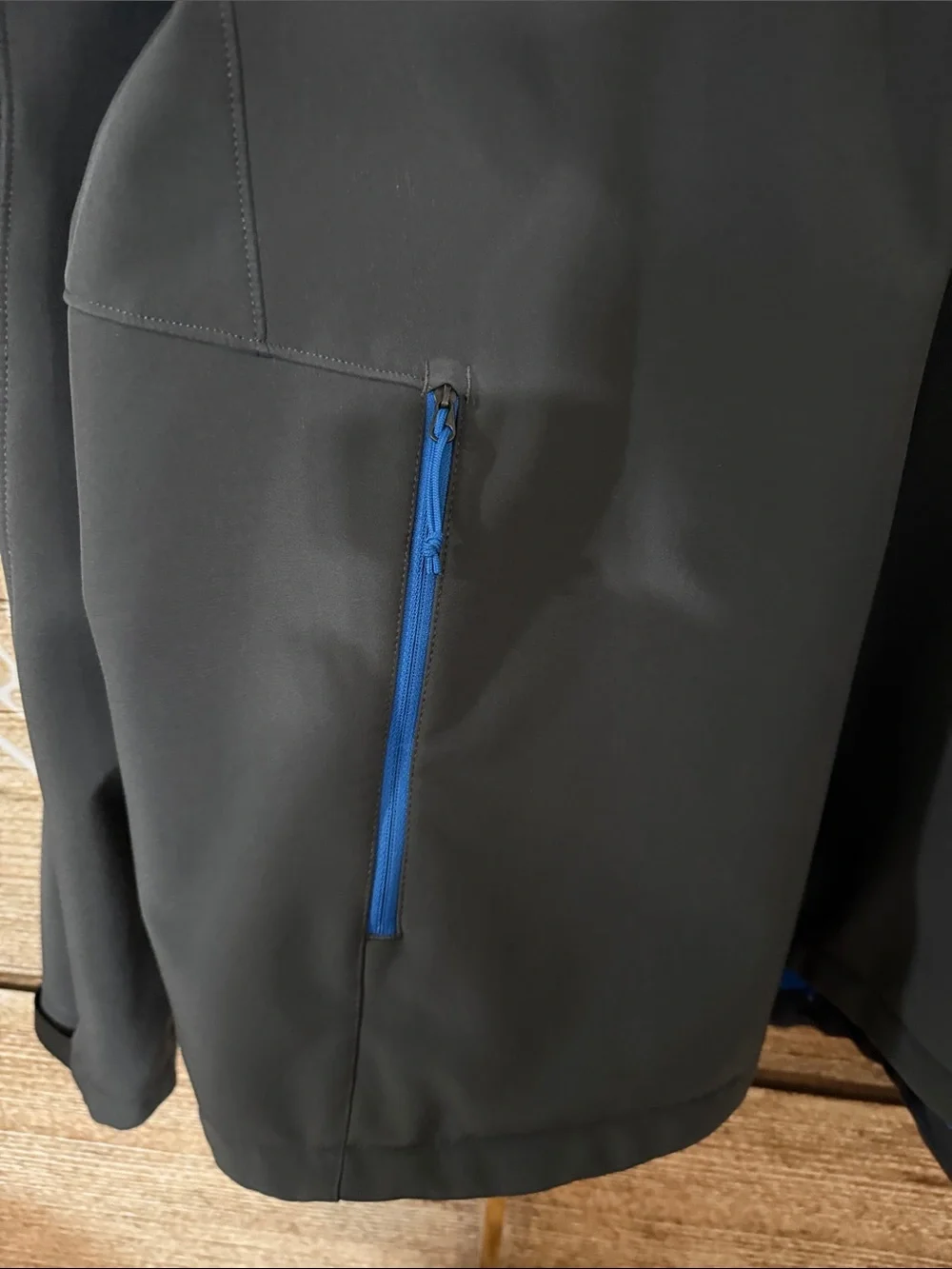 The North Face Men's Charcoal Softshell Jacket with Blue Accents